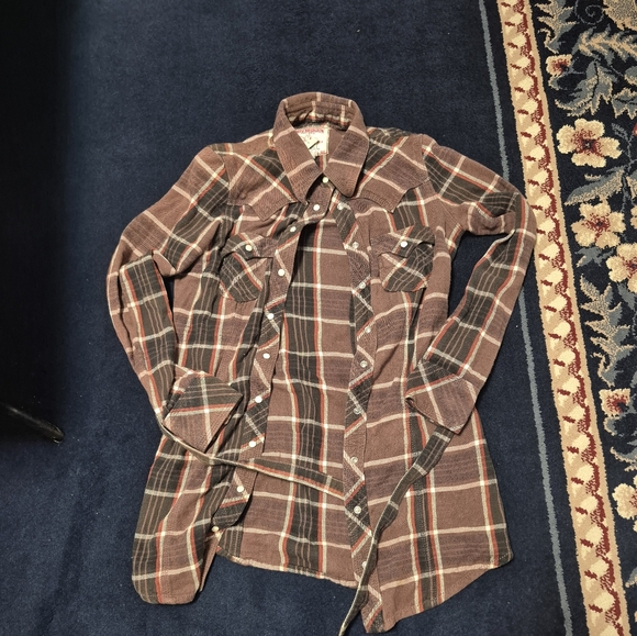 Brown Plaid Long Sleeve Shirt By True reLigion - Picture 1 of 7